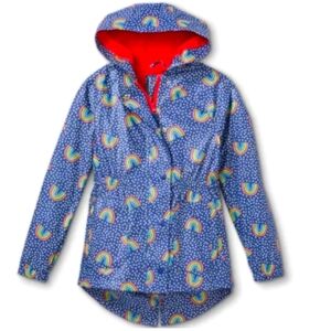 Cat & Jack Rainbow Polka Dot Hooded Rain Jacket S 6/6X